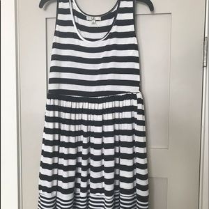Black and white striped tank dress